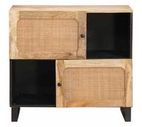 Goldonion Buffet en bois de manguier massif, 80 x 33 x 75 cm, marron | 2 portes à charnières, grand intérieur, pieds carrés pour salle à manger ou salon