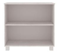 Goldonion Buffet Hamar blanc 85 x 35 x 80 cm en bois massif de pin | 2 portes, 2 étagères, cadre robuste, fixation murale incluse, assemblage requis