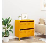 Goldonion Buffet jaune moutarde, 68 x 39 x 73,5 cm, acier laminé à froid | 4 tiroirs, meuble de rangement, facile à nettoyer, convient pour chambre à coucher, salon, couloir
