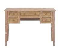 Goldonion Bureau avec tiroirs 109,5 x 45 x 77,5 cm Marron | MDF et bois de pin, 5 tiroirs, grand plateau, pour bureau ou chambre à coucher