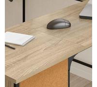 Goldonion Bureau chêne Sonoma 141 x 141 x 75 cm en bois multicouche | Design d'angle en L, cadre en métal, pieds réglables, grand espace de rangement