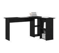 Goldonion Bureau d'angle chêne noir 142 x 102 x 73 cm Bois multicouche | Design moderne, 2 étagères, grand espace pour les pieds, montage facile, pour bureau à domicile