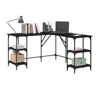 Goldonion Bureau d'angle L bois multicouche 139 x 139 x 75 cm | Design industriel, finition vieillie, étagères incluses, idéal pour le bureau
