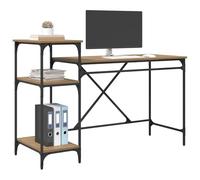 Goldonion Bureau en chêne artisanal 135 x 50 x 90 cm | Bois contreplaqué, finition mate, design industriel, étagères intégrées, pour bureau et bureau à domicile