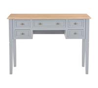 Goldonion Bureau gris 109,5 x 45 x 77,5 cm avec 5 tiroirs | MDF et bois de pin, marron et gris, grands tiroirs pour bureau, fixation murale incluse