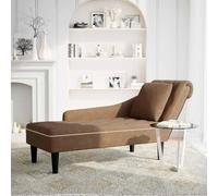 Goldonion Chaise longue avec coussin et accoudoir droit en similicuir | Velours doux, mousse haute résilience, design matelassé, 145 x 56 x 70 cm, pour salon