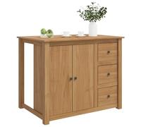 Goldonion Chariot de cuisine Panama 2 pièces cire de 112 x 77 x 90 cm | Bois de pin massif, 3 tiroirs, 2 portes, durable, pour cuisine et bar