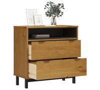 Goldonion Commode FLAM 80 x 40 x 80 cm en bois massif de pin | 2 tiroirs, 1 compartiment ouvert, plateau robuste décoratif, nettoyage facile, fixation murale incluse