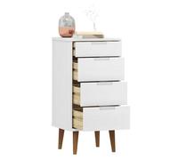 Goldonion Commode Molde blanche 40 x 35 x 82 cm en bois massif de pin | 4 tiroirs, finition peinture UV, style scandinave, table de chevet pour salon