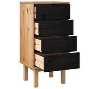 Goldonion Commode Otta 4 tiroirs en bois de pin, noir, 45 x 39 x 90 cm | Design scandinave, structure robuste, surface résistante, facile à nettoyer, utilisation en intérieur