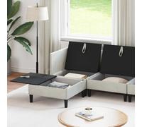 Goldonion Ensemble canapé de salon 5 pièces en velours crème 280 x 140 x 82 | Angle et central, pouf inclus, assise 40 cm, mousse rembourrée, contreplaqué robuste