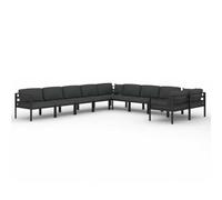 Goldonion Ensemble de canapés de jardin 10 pièces avec coussins en | Modulaire, résistant aux intempéries, 4 coins et 6 centraux, 12 coussins inclus