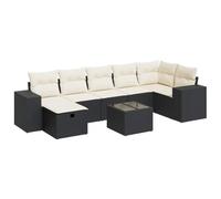 Goldonion Ensemble de canapés de jardin avec coussins, 8 pièces, noir, en | Modulaire, déhoussable, lavable, résistant aux agents atmosphériques, avec repose-pieds et table basse