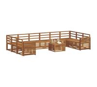 Goldonion Ensemble de canapés d'extérieur 11 pièces naturel | Osier tressé, coussins inclus, résistant aux agents atmosphériques, pour jardin et terrasse