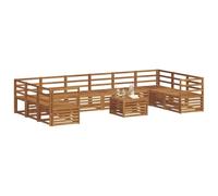Goldonion Ensemble de canapés d'extérieur 11 pièces naturel | Rotin naturel, osier tressé, fauteuil inclus, résistant aux agents atmosphériques