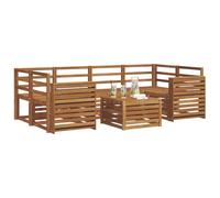 Goldonion Ensemble de canapés d'extérieur 7 pièces naturel | Fauteuil en osier avec coussin, meuble de terrasse, résistant aux intempéries