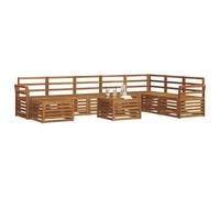 Goldonion Ensemble de canapés d'extérieur 9 pièces naturel | Osier résistant, coussins inclus, pour jardin ou terrasse