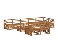 Goldonion Ensemble de canapés d'extérieur 9 pièces naturel | Osier tressé, coussins inclus, résistant aux agents atmosphériques, pour jardin ou terrasse