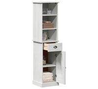 Goldonion Ensemble de meubles de salle de bain VIGO 2 pièces blanc et blanc | Bois massif de pin, vitrine murale, meuble avec tiroir, 37 x 34 x 150 cm