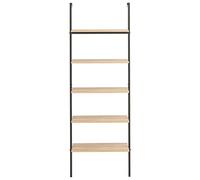 Goldonion Étagère suspendue à 5 étagères, marron clair et noir, 64 x 35 x | Structure en acier, bois multicouche, capacité 40 kg, pour salon, chambre, salle de bain, balcon