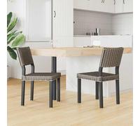 Goldonion Kubu Lot de 2 chaises de salle à manger en rotin noir délavé 46 x | Bois d'acajou massif, repose-pieds intégré, dossier de support, jusqu'à 136 kg, pour cuisine et salon