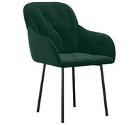 Goldonion Lot de 2 chaises de salle à manger en velours vert foncé | Structure en métal et contreplaqué, rembourrage en mousse, accoudoirs inclus, 57 x 61 x 80 cm