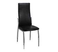 Goldonion Lot de 2 chaises de salle à manger noires 54 x 43 x 100 cm | Design ergonomique, structure robuste, cuir synthétique lavable, pieds chromés, charge maximale 110 kg