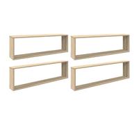 Goldonion Lot de 4 étagères murales cubiques en chêne Sonoma 100 x 15 x 30 | Bois multicouche, design modulaire, assemblage facile, pour livres et décorations