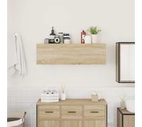 Goldonion Meuble de salle de bain chêne Sonoma 100 x 25 x 30 cm aggloméré | Portes avec amortisseur, installation à droite ou à gauche, rangement pour salle de bain, cuisine, salon