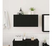 Goldonion Meuble de salle de bain mural noir 80 x 25 x 40 cm en aggloméré | Portes avec amortisseur, installation ouverte à gauche ou à droite, utilisation dans la salle de bain, la cuisine, le salon