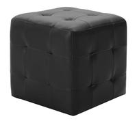 Goldonion Pouf 2 pièces noir 30 x 30 x 30 cm simili cuir | Avec cadre en bois, rembourré, anti-taches, pour salon ou chambre à coucher
