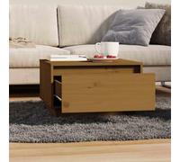 Goldonion Table basse ambre 55 x 56 x 32 cm en bois massif de pin | Tiroir de rangement, effet suspendu, plateau robuste, nettoyage facile, stable et résistant