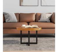 Goldonion Table basse en bois de teck et résine 60 cm | Base en bois de manguier noir, plateau artisanal multicolore, montage facile