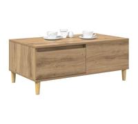 Goldonion Table basse en chêne artisanal 90 x 50 x 35 cm | Bois multicouche, 1 tiroir avec poignée, 1 étagère, capacité de 75 kg