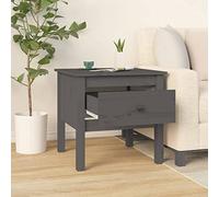 Goldonion Table basse grise 50 x 50 x 49 cm en bois massif de pin | Avec tiroir, grand plateau d'appui, design polyvalent pour salon ou chambre à coucher