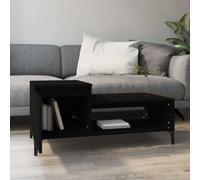 Goldonion Table basse noire 100 x 50 x 45 cm bois multicouche | Avec compartiment et étagère, porte pour placard, facile à monter, pour salon