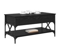 Goldonion Table basse rectangulaire chêne noir 100 x 50 x 50 cm | Design industriel, plateau relevable convertible, structure métallique mate, avec étagère, bois multicouche