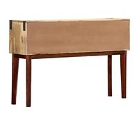 Goldonion Table console 115 x 30 x 76 cm en bois massif de manguier brut | 2 portes et 3 compartiments, couleur bois naturel, poli laqué, meuble d'entrée