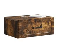 Goldonion Table de chevet suspendue chêne fumé 2 pièces 49 x 34,5 x 20 cm | Design moderne, montage mural, grand espace de rangement pour chambre à coucher