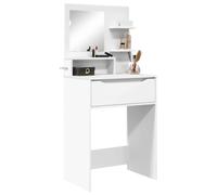 Goldonion Table de maquillage blanche 60 x 39,5 x 135 cm | Bois multicouche, avec miroir, 2 étagères, tiroirs, pour chambre
