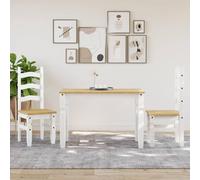 Goldonion Table de salle à manger 112 x 60 x 75 cm blanche | Bois massif de pin avec finition à la cire ambre, capacité 110 kg par assise, facile à nettoyer