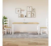 Goldonion Table de salle à manger 180 x 90 x 75 cm en bois massif de pin | Couleur blanche, finition cire ambre, facile à nettoyer, assemblage requis