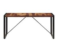 Goldonion Table de salle à manger en bois massif d'acacia 160 x 80 x 75 cm | Pieds en acier revêtu par poudre, style vintage et industriel, assemblage facile, finition polie et laquée