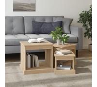 Goldonion Tables de salon 3 pièces chêne Sonoma en bois multicouche | Ensemble empilable, table basse moyenne 40 x 37 x 37 cm, table de chevet, meuble d'appoint