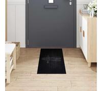 Goldonion Tapis de cuisine en velours noir 150 x 45 cm | Antidérapant, lavable en machine, absorbant, motif couverts, utilisation en intérieur