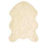 Goldonion Tapis en fausse peau de mouton crème 60 x 90 cm | Polyester doux, poils longs, design moderne, lavage à la main, usage intérieur uniquement
