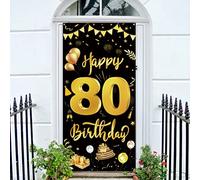 GoldRock Bannière de décoration 80e anniversaire, bannière d'anniversaire 80 ans pour homme et femme, joyeux anniversaire, décoration d'anniversaire extra large pour 80e anniversaire, décoration de