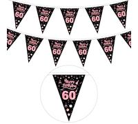 GoldRock Guirlande d'anniversaire 60 ans - Or rose - Bannière et guirlande de fanions pour femmes et hommes
