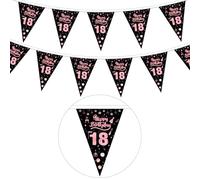 GoldRock Guirlande décorative 18e anniversaire rose, fanion en tissu pour garçon et fille, décoration de fête, cadeau d'anniversaire 18 ans