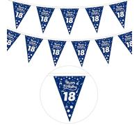 GoldRock Guirlande décorative pour 18e anniversaire - Bleu - Fanion en tissu - 18e anniversaire - Bannière d'anniversaire 18 ans - Cadeau d'anniversaire 18 ans - Guirlande d'anniversaire 18 ans